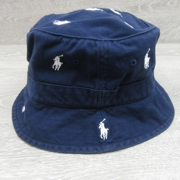 Polo Ralph Lauren Embroidered Pony Bucket Hat Adult Size S/M Navy Blue White NEW - Picture 6 of 12